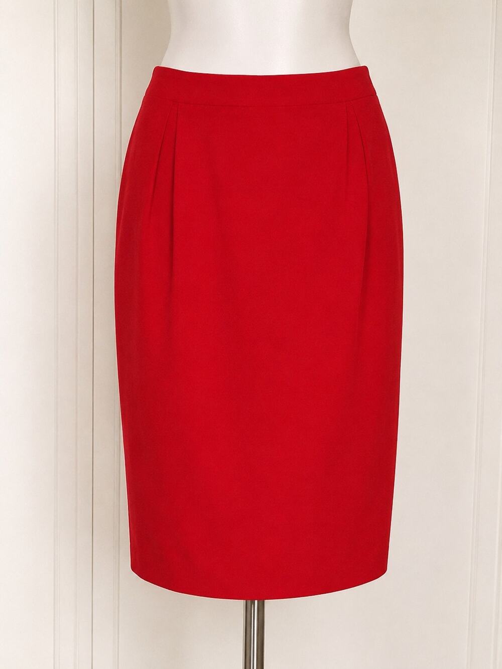 Kasper Pencil Skirt Womens Sz 14 Red Fully Lined Knee Length